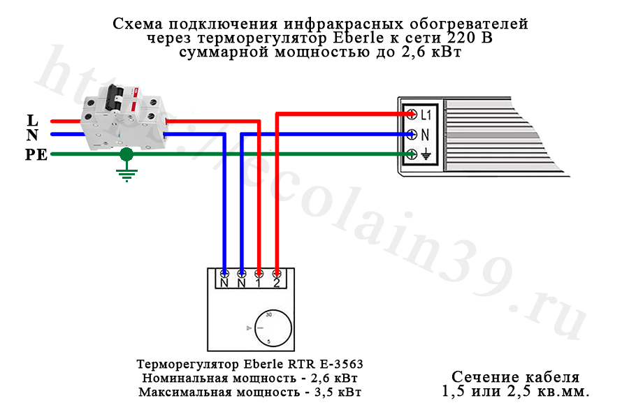 Подключение терморегулятора для инфракрасного обогревателя