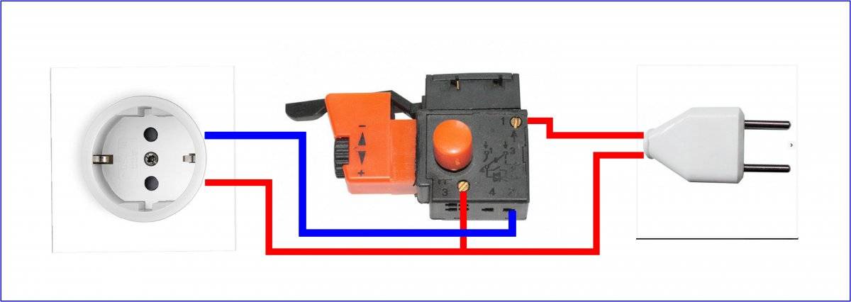 Схема подключение кнопки дрели — с реверсом, регулятором оборотов
