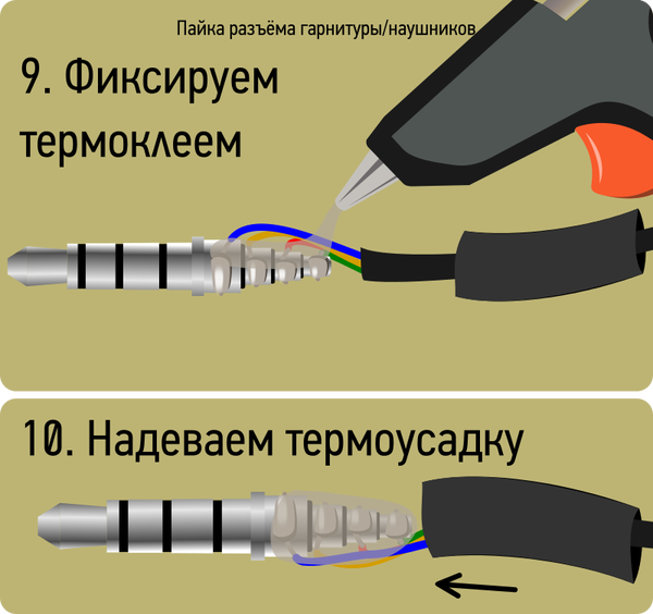 Как паять наушники? схема пайки 3-5 проводов наушников с микрофоном и без. как припаять тонкие провода к штекеру правильно?