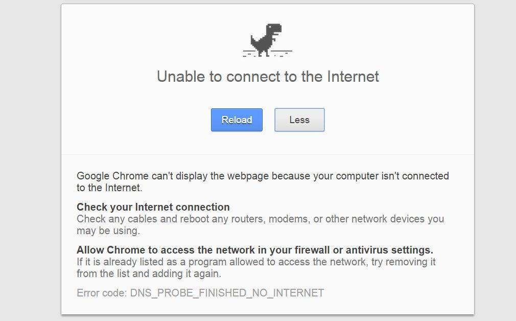 Что означает «dns probe finished no internet» в браузере