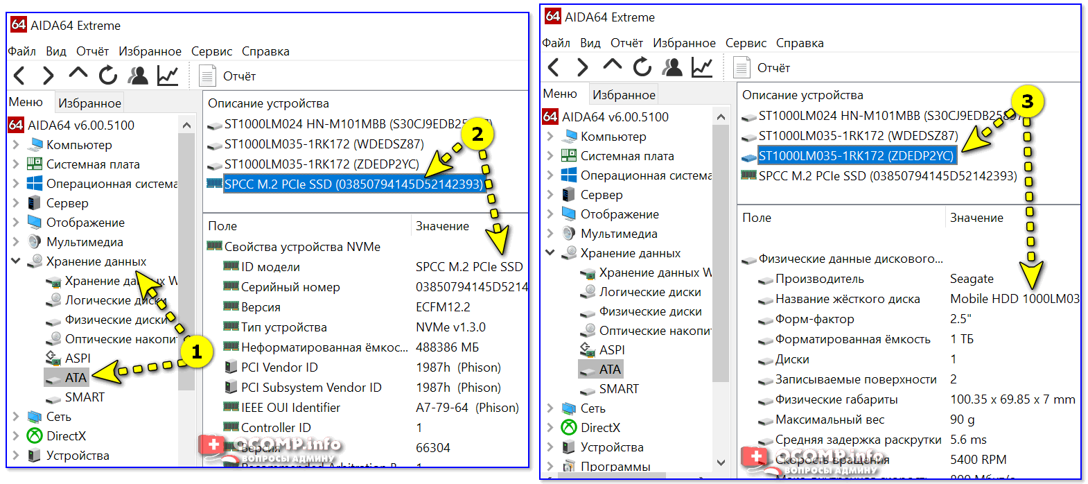 Aida64 физические данные дискового накопителя