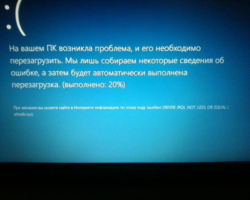 Синий экран в windows 10: «на вашем пк возникла проблема…»