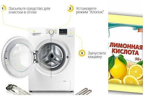 Как почистить стиральную машину лимонной кислотой: сколько сыпать грамм, инструкция по очистке