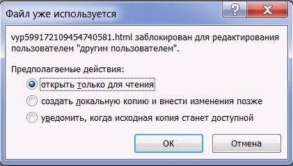 Документ заблокирован пользователем