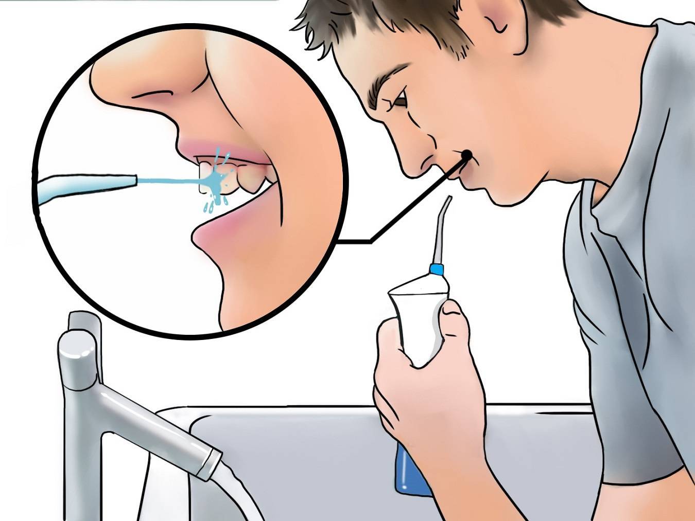как правильно чистить рот ирригатором