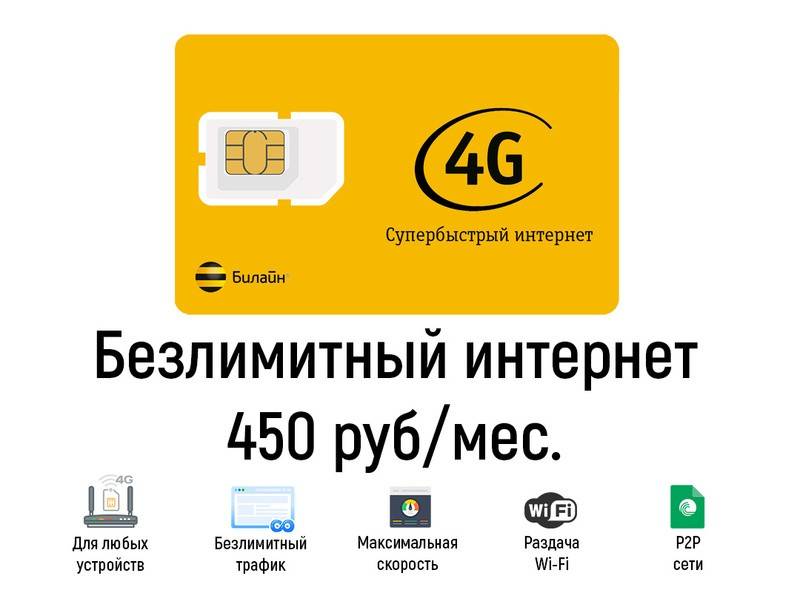 Сим карта билайн безлимитный интернет 4g